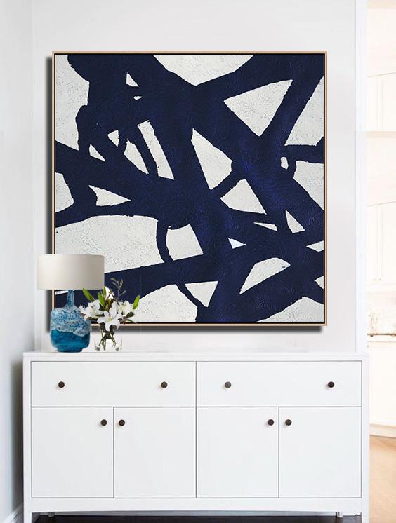 Navy Blue Minimalist Painting #NV163A - Click Image to Close